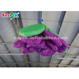 Purple 2m Inflatable Lighting Decoration Hanging Rose Flower For Lobby Stage Decor