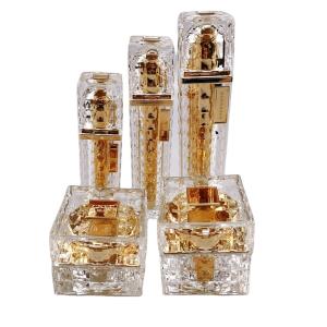 Pull-Ring Sealing Type Golden Yellow Acrylic Bottles with Press Pump 30ml 50ml 100ml