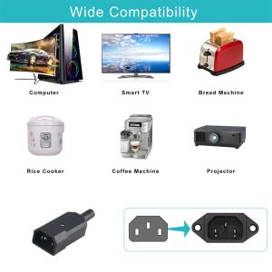 IEC C14 to C5 Power Adapter Black ABS Plug Converter