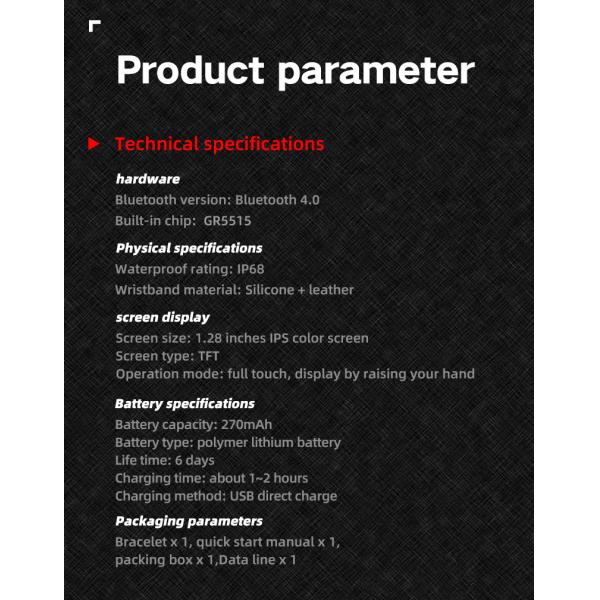 Multifunction Sport Music ECG Smart Watch IP67 Waterproof 1.28 Inch