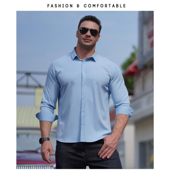 2022 Men's Oversized Tshirt Poplin Fabric Long Sleeve Casual Style Plus Size Shirts