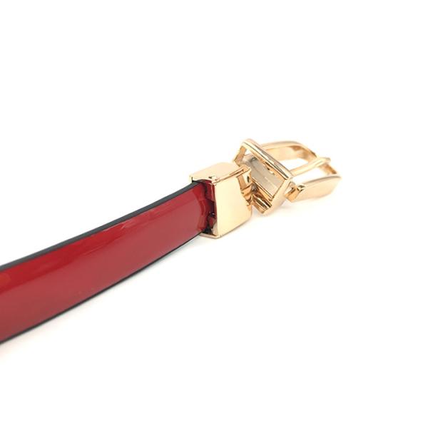 Red 1.5CM Womens Skinny Leather Belt With Gold Buckle