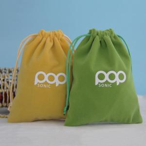 Fashion Velvet Drawstring Bag Wear Resistant With Satin / Cotton String