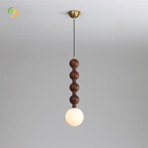Modern Bedroom Lighting Glass And Wood Single Head Pendant Light