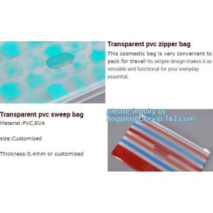 Biodegradable custom fashion clear PVC cosmetic pouch bag with liquid glitters