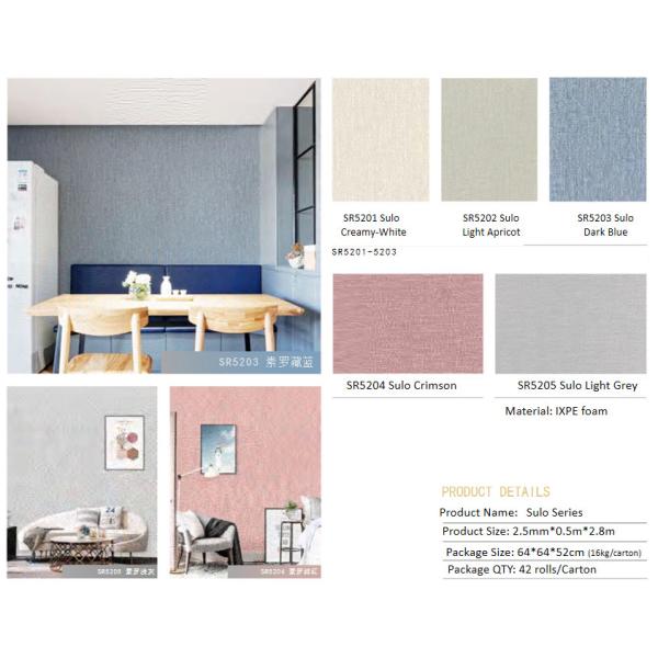 Soundproof Waterproof Foam Self Adhesive Wallpaper Roll For Indoor Wall Decoration