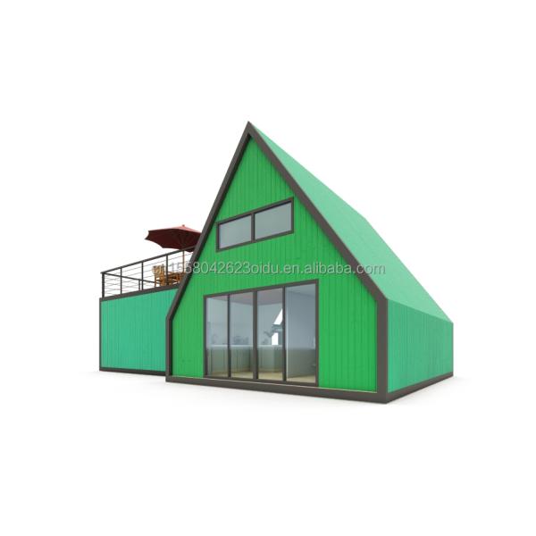 Villa Living or Hotel Elegant Residential Prefab Container House with Aluminum Alloy Windows in Steel Triangle Design
