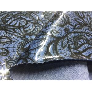 Quality Blue Tpu Leather Bonded With Printed Black Flowers Customized Width for sale