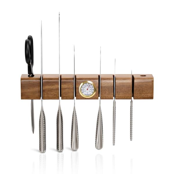 Buy Multifunctional Wood Magnetic Knife Holder with Thermometer and Hygrometer 325x55x50mm at wholesale prices
