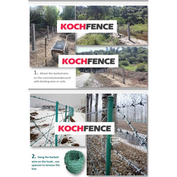 Customizable Twisted Barbed Wire , Firm Frame Steel Barbed Wire anti corrosion