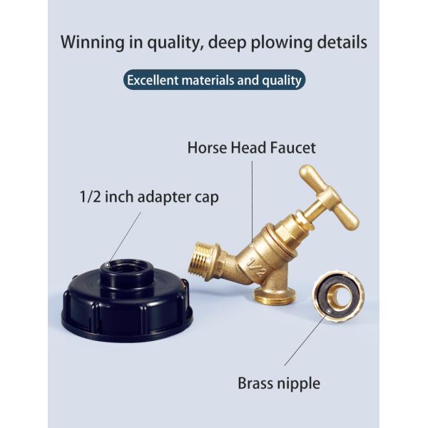 Umetass 1/2" Brass Valve Sand-cast Water Taps Horse Head Tap for Polished Faucet Mount