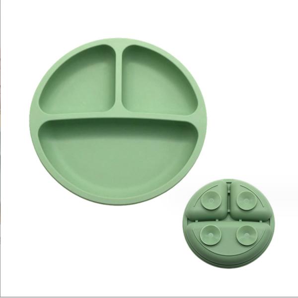 Silicone Feeding Set 3 Areas Food Grade Material Baby Bowl Plate with Suction Divided