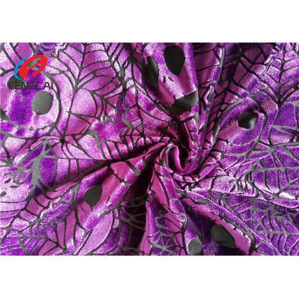 Buy Pumpkin Printed Burnout Velvet Polyester Spandex Fabric For Christmas Dress at wholesale prices
