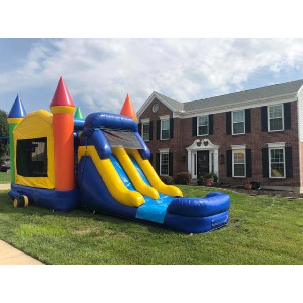 Commercial Kids Inflatable Water Wet Dry Combo Bouncer Castle With Pool With Logo Printing
