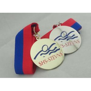 China Nickel Plated Ribbon Medals Square With Offset Printing Sticker on sale