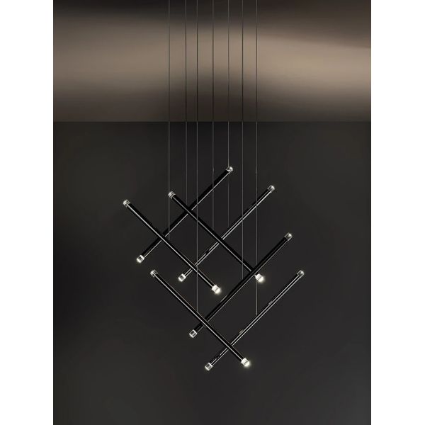 Modern LED Creative Black Round Tube Design Chandelier Chute Multi Light Chandelier（WH-AP-606）