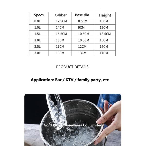 0.8-3L Barware easy cleaning stainless steel ice bucket with filter gasket Home kitchen wine ice bucket for sale