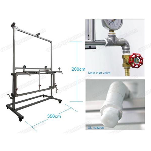 Water Spray Test Apparatus with Three Spray Head Mounted in a Water Supply Pipe Rack