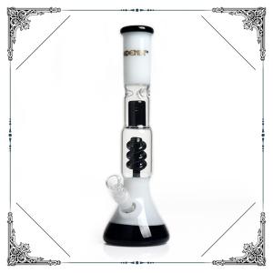 Black Helix Percolator Bongs splash guard Glass Beaker Hookah Bong 14'' Glass
