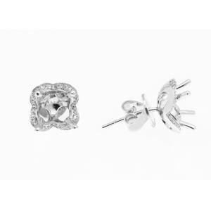 14K White Gold Semi Mount Jewelry Earring With 0.68ct 1.5mm Natural Diamonds