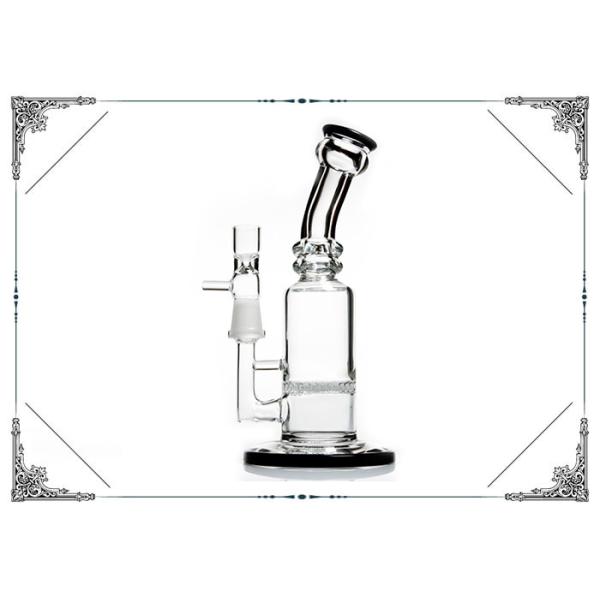Honeycomb Perc Glass Water Pipe Black Clear Color 7.8 Inches Height For Smoking