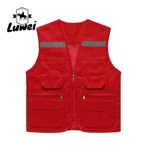 Custom Logo Thin Multiple-pockets Waistcoats Utility Reflectives Strip Road