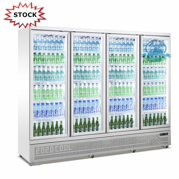 Supermarket 4 Doors Refrigerator Showcase R290 Upright Glass Door Display Cooler