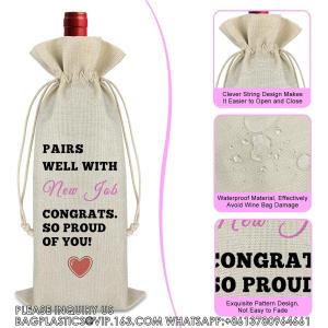 China Wedding Wine Bag, Gift For Wedding Planning, Wedding Officiant, Wedding Host, Bride And Groom Wine Gift, Linen Wine on sale