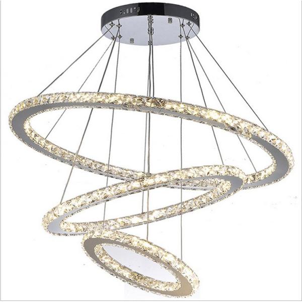 Buy Chrome Diamond Ring Modern Hanging Ceiling Lights Adjustable Chandelier at wholesale prices