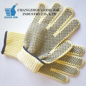 China Aramid Fiber Cut Resistant Work Gloves Level 5 Coated With PVC Dots on sale
