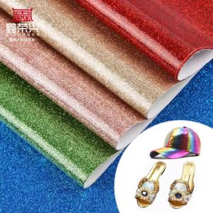 PU Coated Film Glitter Fabric for Shoes Bow Crafts Faux Leather Synthetic