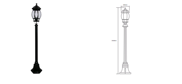 Park Street Antique Reproduction Cast Iron Light Pole Vienna Single Head Medium