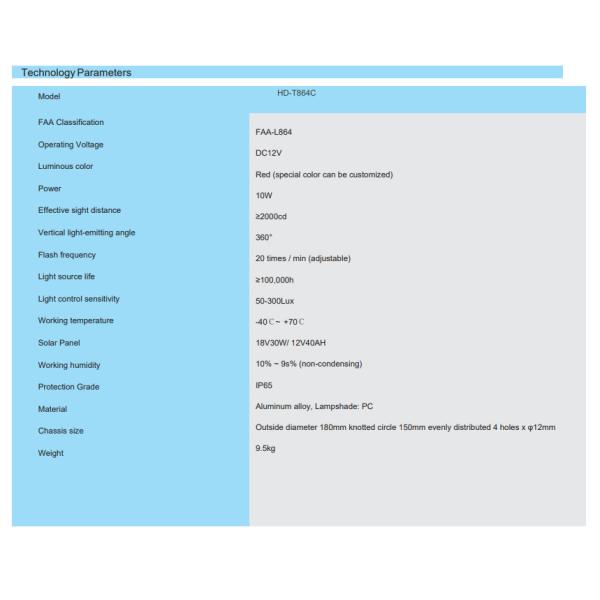 Aviation LED Obstacle Warning Light Anti Corrosion 500-300LX