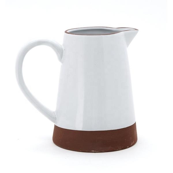 Buy White Ceramic Water Pitcher With Lid Custom Coffee Water Milk Pitcher Multicolored Manufacturing Jugs at wholesale prices