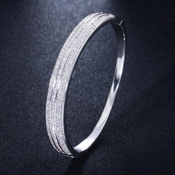 Fashion White Round Zircon Bracelet For Women Shiny CZ Crystal Adjustable Chain Bracelet Female Bridal Wedding Jewelry