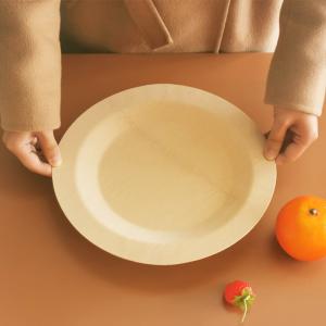 Organic Disposable Round Bamboo Fiber Plates Tableware 23cm