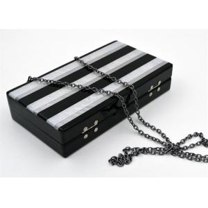 Resin Acrylic Formal Handbags And Clutches With White And Black Strip