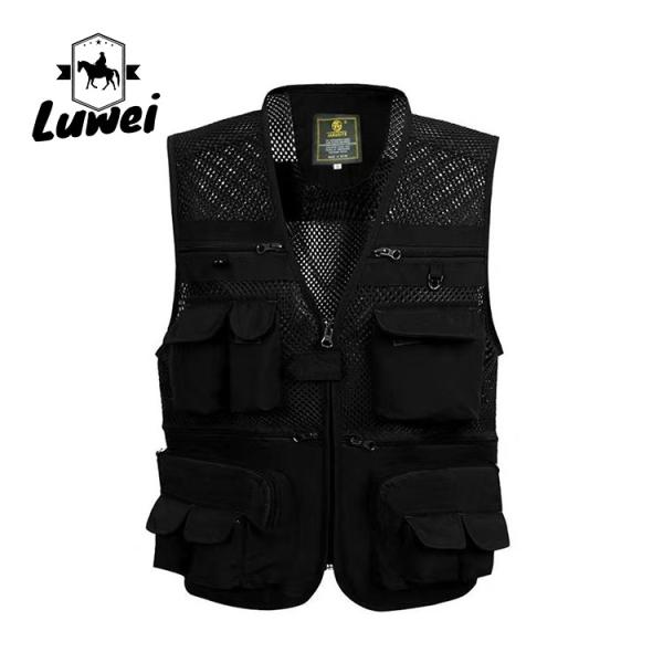 Summer Designer Casual Biker Multi-pocket Mesh Utility Breathable Sleeveless