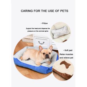 Washable Soft Warm Pet Calming Beds PP Cotton Square Dog Bed Cushion XXS-XXL