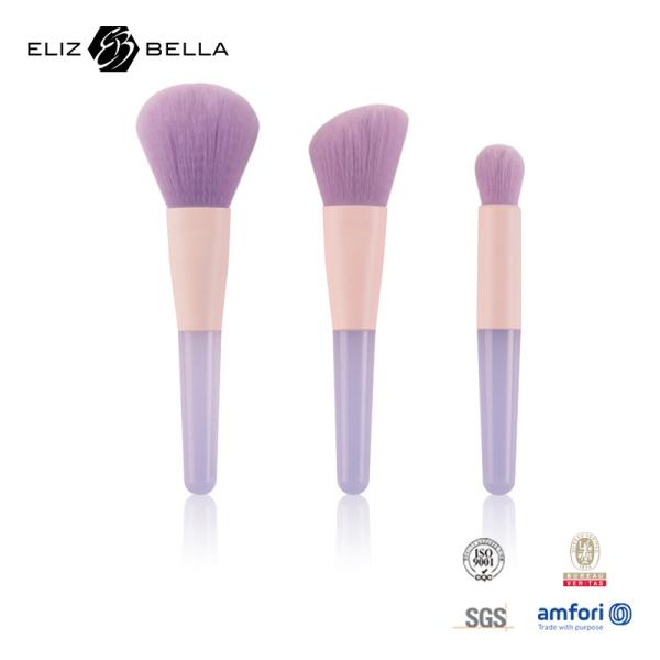 Buy 3pcs Travel  Makeup Brush Set Transparent Plastic Handle Aluminum Ferrule at wholesale prices