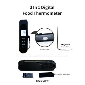 Infrared Foldable Instant Read Digital Thermometer With Extended Wired Probe