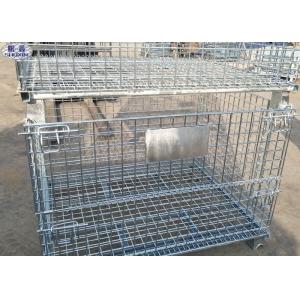Collapsible Wire Mesh Metal Foldable Cage Pallets With Wooden Pallets
