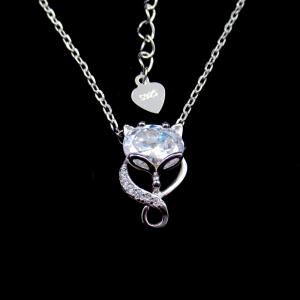 Quality Zircon Stone Strling Silver Necklace Fox Style Animal With Shining / 925 Silver Jewelry for sale