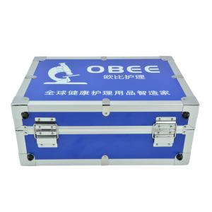 Blue Aluminum Carrying Case With Shoulder Strap Foam Insert