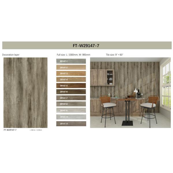 GKBM FT-W29147-7 Anti Slip Fireproof Vinyl SPC Flooring Jump Color Wood Grain Click Stone Composite