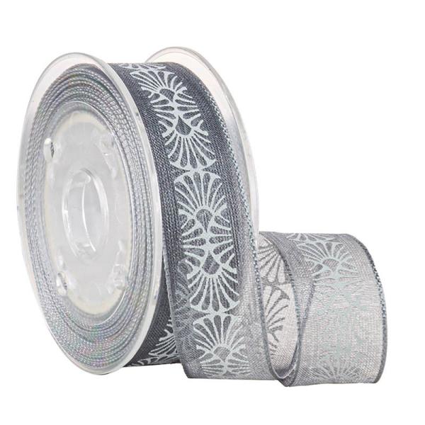 Buy Grey 19MM Printed Sheer Ribbon Bulk For Gifts Packaging at wholesale prices