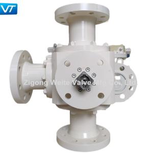 T Type API 6D Ball Valve Bare Stem ISO5211 High Platform Three Way