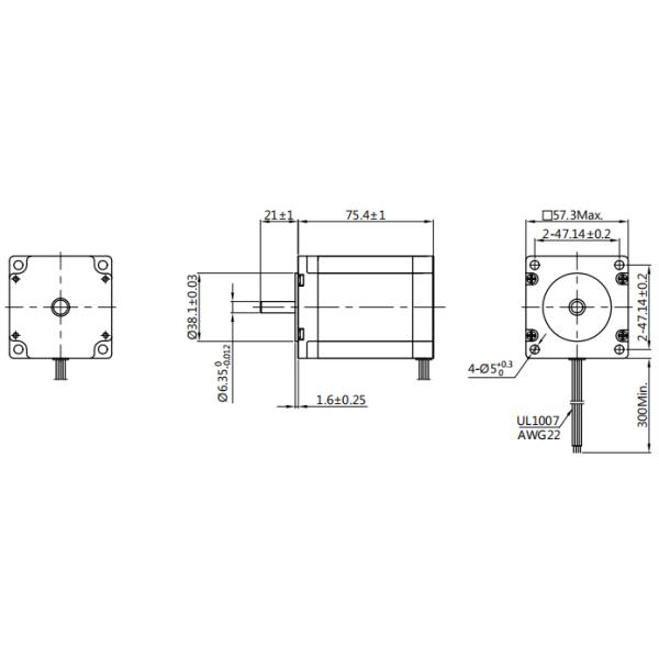 1.8 Degree Nema 23 Hybrid Stepper Motor 1.2N.M High Torque With 6.35mm / 8mm Round D Shaft