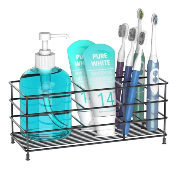 Durable Rust and Slip Resistant Toothbrush Holder Bathroom Accessories Organizer with 7 Slots