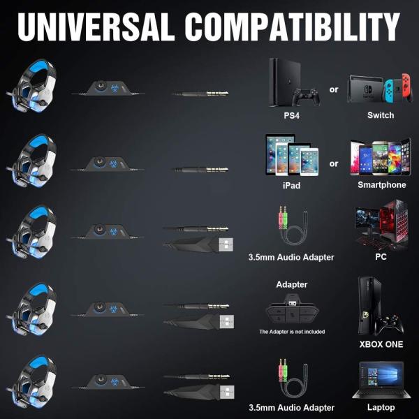 hunterspider v4 2.2kohm Bass Gaming Headset With LED Light